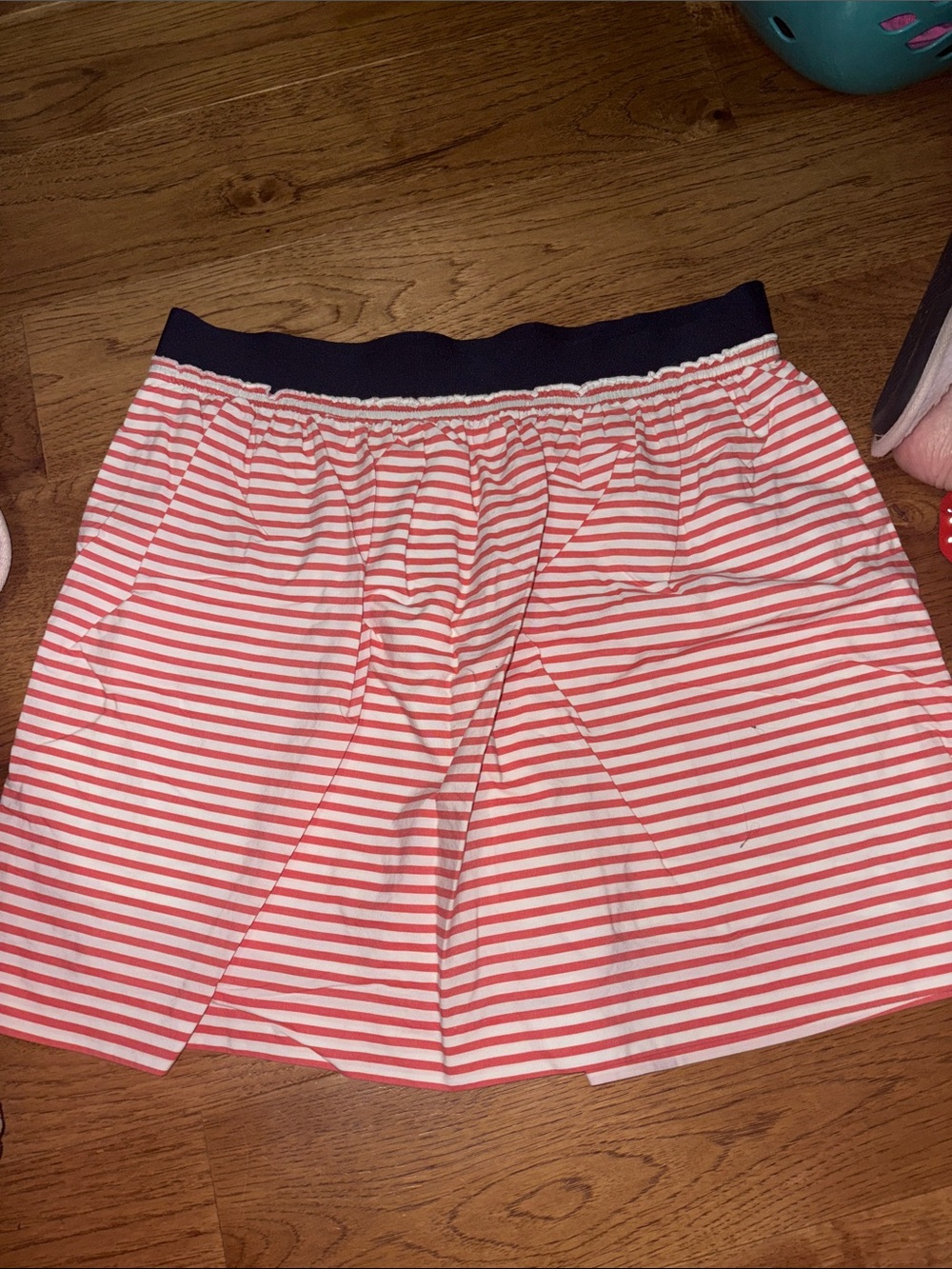 J.Crew Striped Coral and White Skirt with Navy Waistband size 2